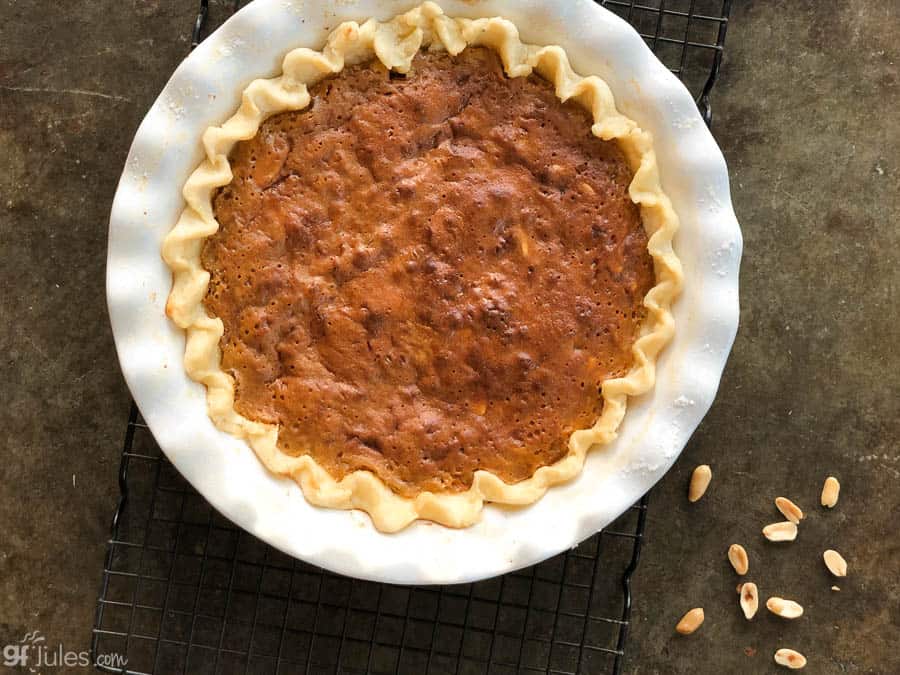 pepsi and peanuts pie with nuts on rack