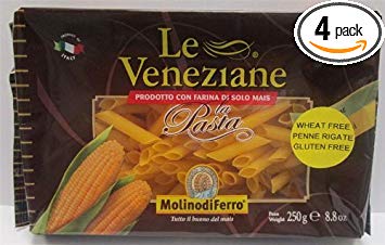 Le Veneziane - Italian Penne Rigate Pasta [Gluten-Free], (4)- 8.8 oz. Pkgs