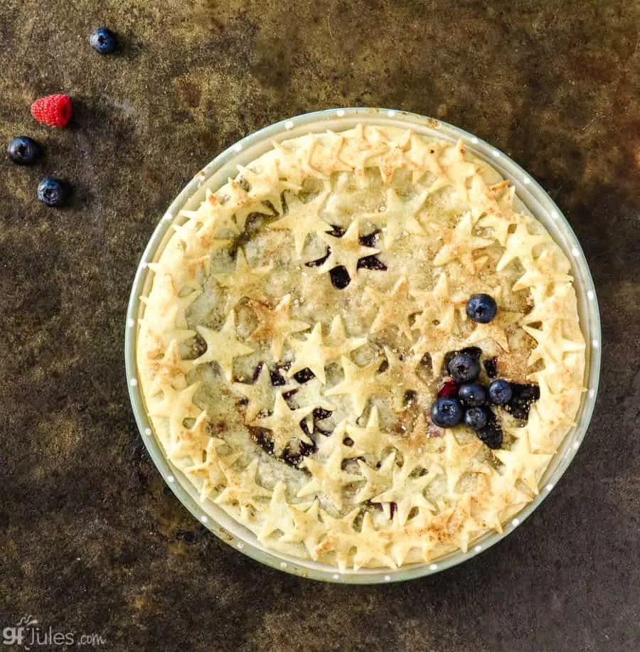 gfJules gluten free blueberry pie overhead