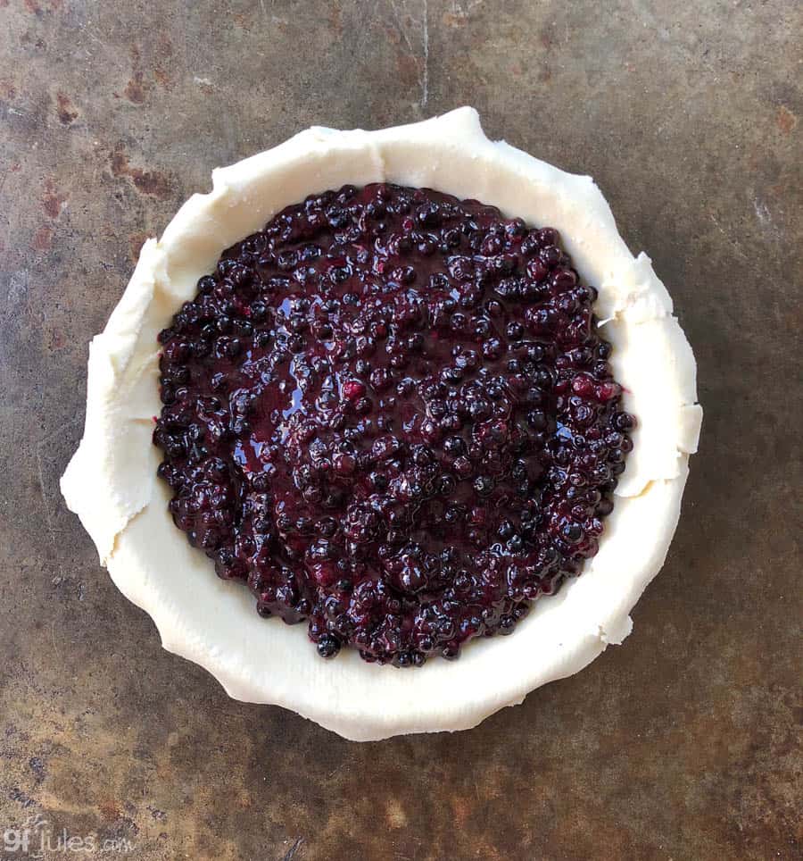 gfJules gluten free blueberry pie with berries in first crust