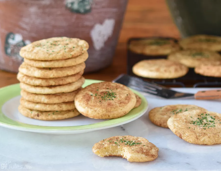 gluten free snickerdoodles for st patricks day on plate |gfJules