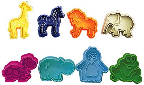 R&M International 0434 Party Animals Pastry/Cookie/Fondant Stamper Set, Assorted Designs, 8-Piece Set
