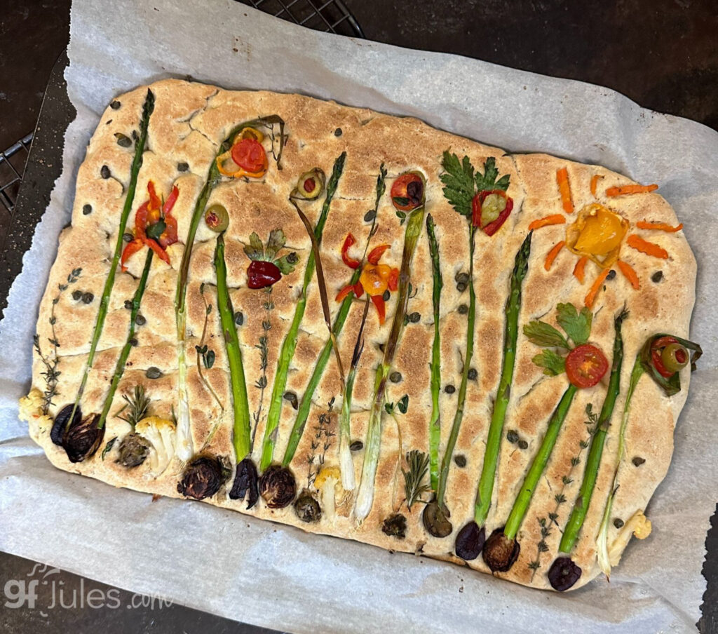 gluten free focaccia made with gfJules Bread Mix - art