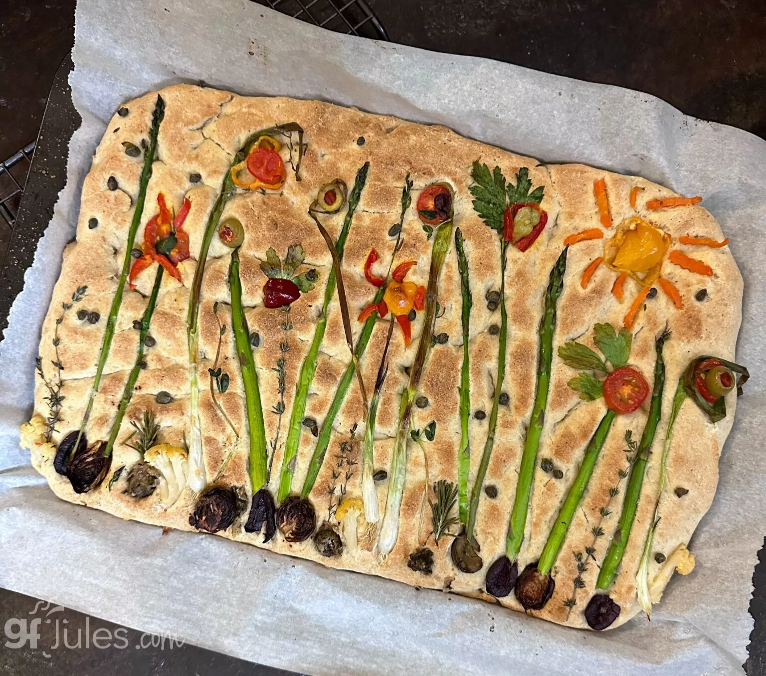 gluten free focaccia made with gfJules Bread Mix - art