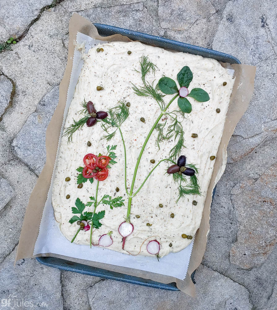 gluten free focaccia before baking