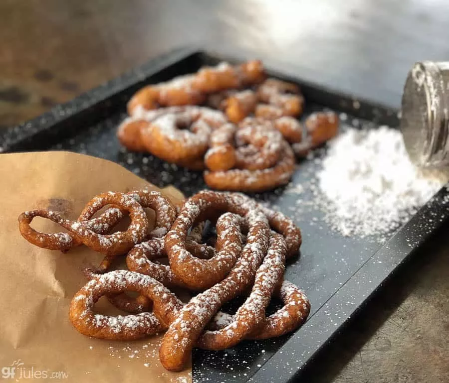 gluten free funnel cakes with bag