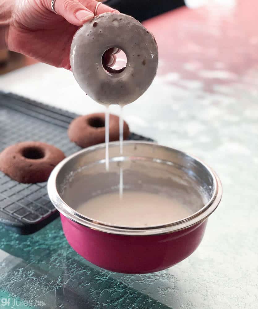 gluten free chocolate donut glazing