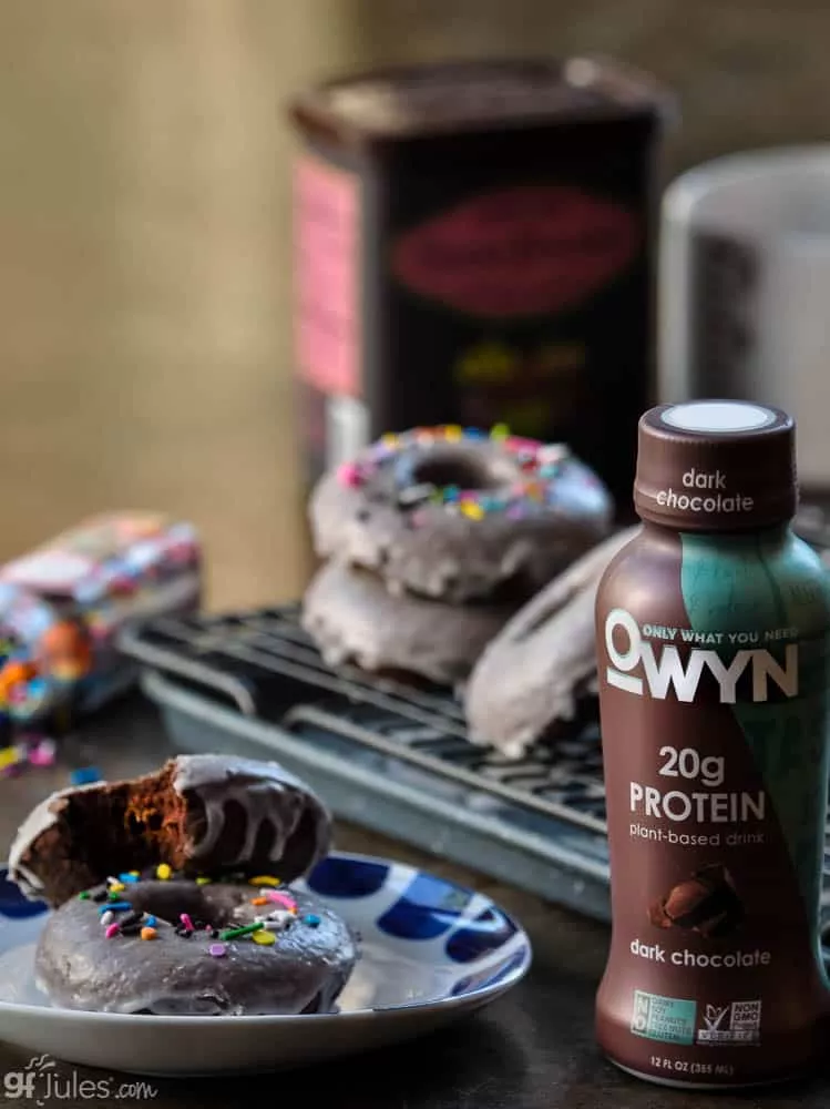 gluten free chocolate donuts with OWYN V