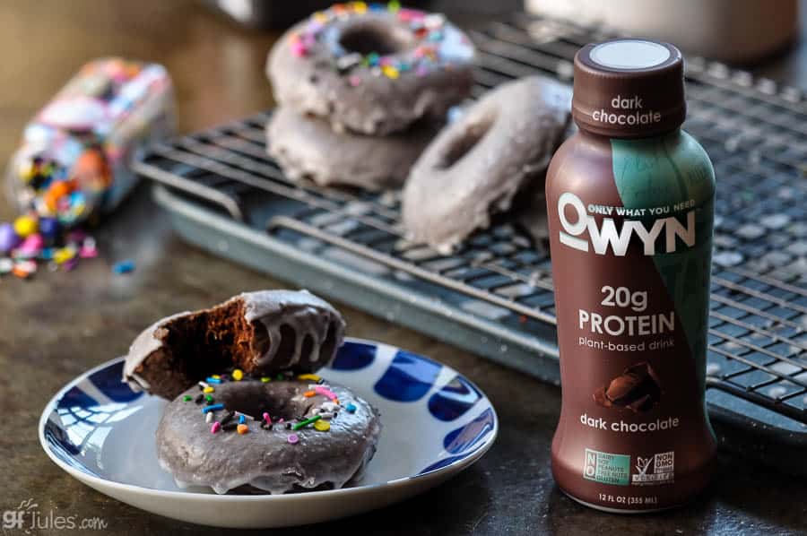 gluten free chocolate donuts with OWYN