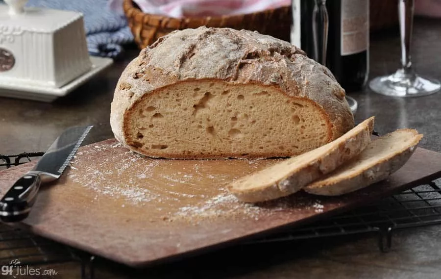gluten free sourdough artisan loaf with butter