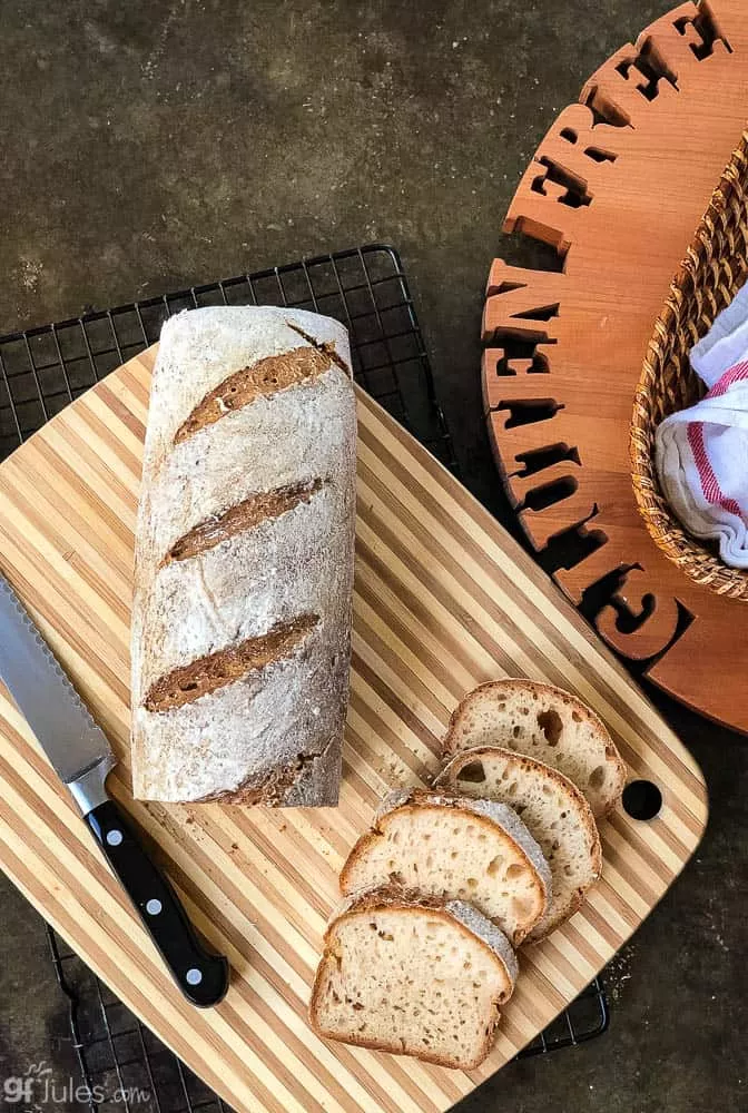 gluten free sourdough dough with gluten free board