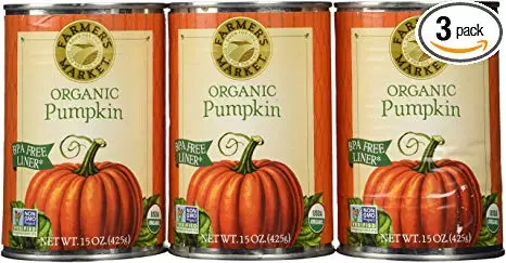 Farmers Market Pumpkin Puree 100% Organic 3x15oz