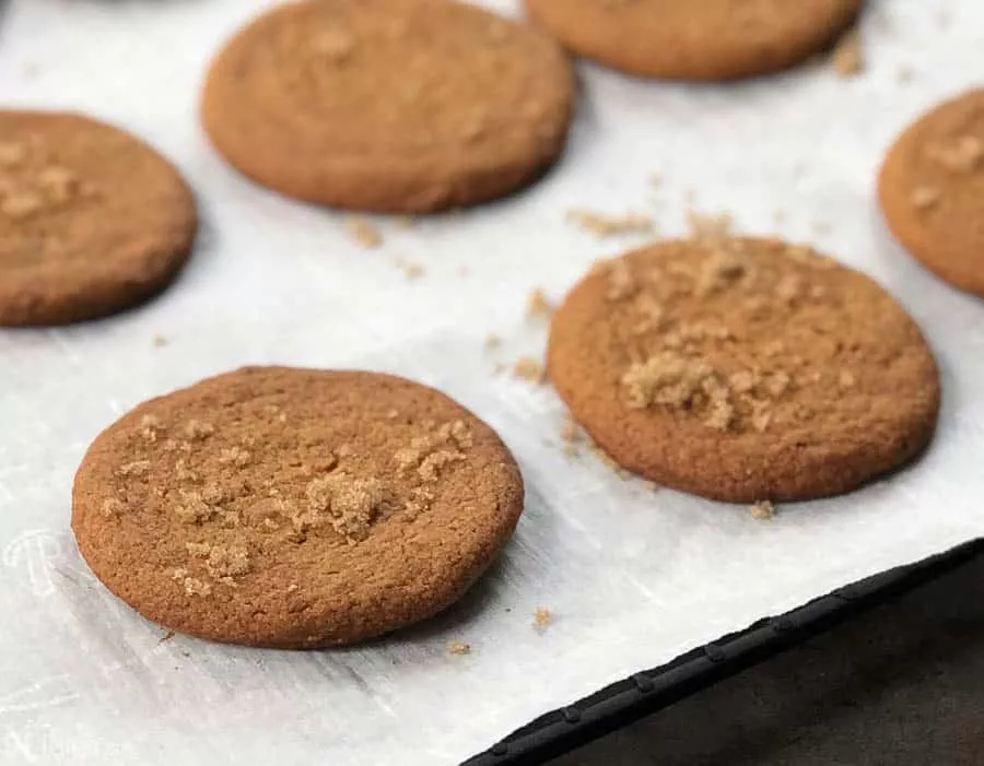 gluten free gingersnaps on pan CU