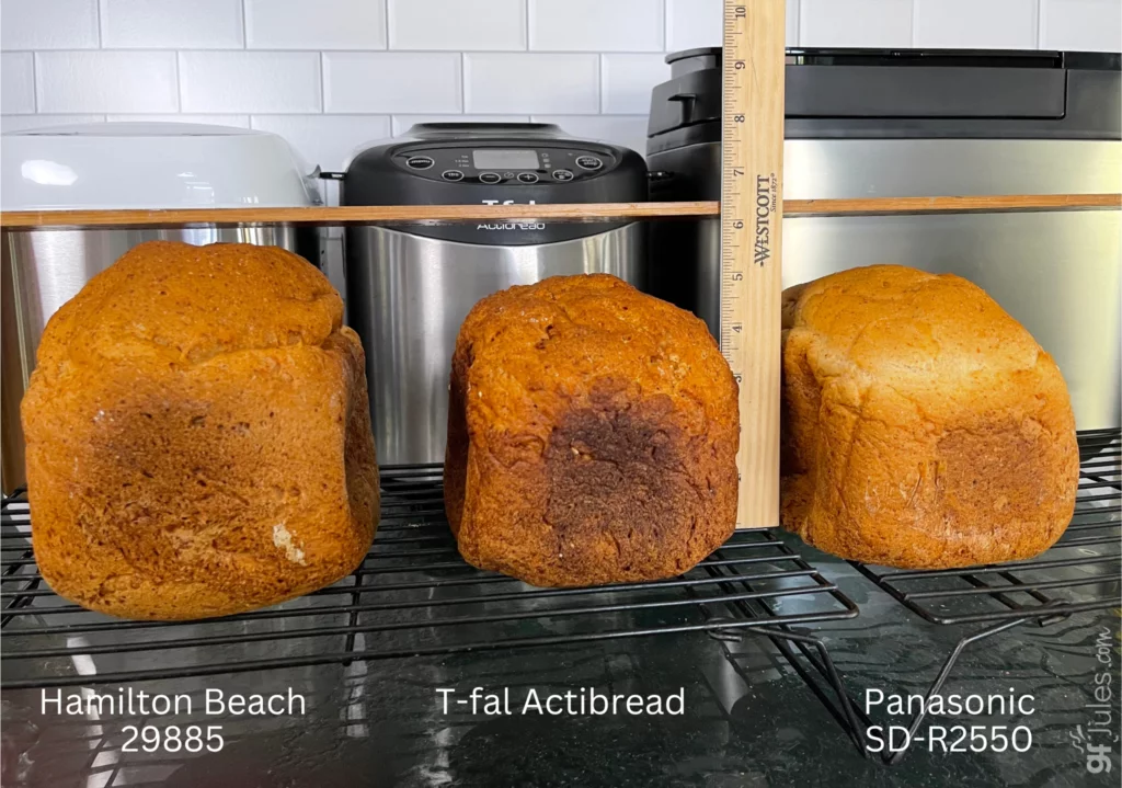 3 bread machine loaves compared height |gfJules