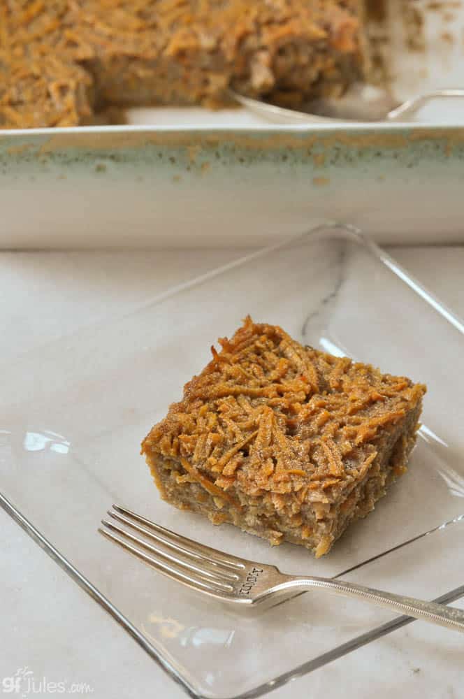 grated gluten free sweet potato casserole slice v