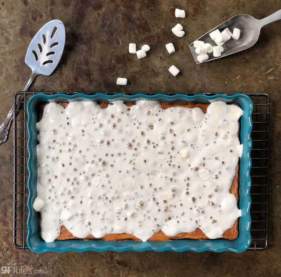 gluten free sweet potato casserole with vegan marshmallows