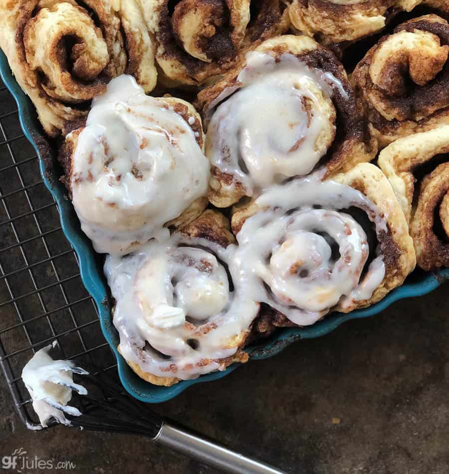 gluten free cinnamon rolls with icing square