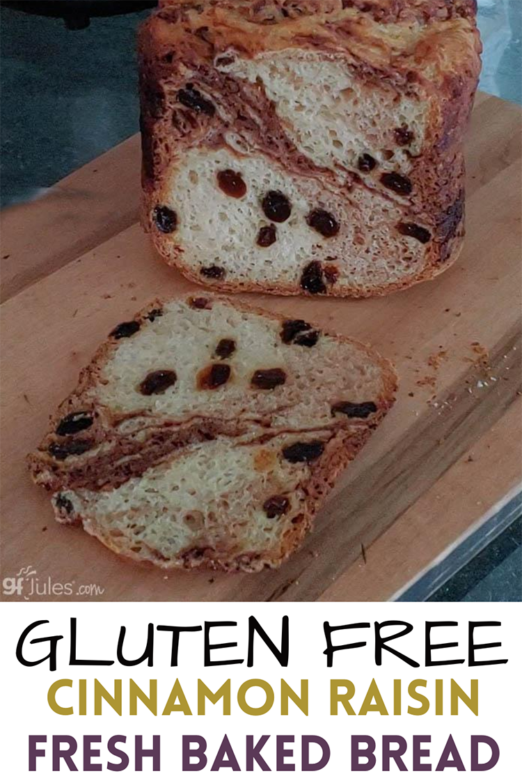 Soft Gluten Free Cinnamon Raisin Bread Recipe |gfJules.com