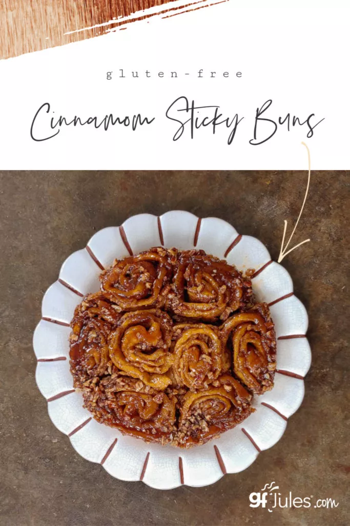 Gluten Free Cinnamon Sticky Buns | gfJules Gluten Free Cinnamon Sticky Buns / pecan rolls ... aka heaven on a plate. These Karo-free buns are just like Grandma used to make, only gluten-free. Can be made in a crockpot or oven, can be risen overnight and baked the next day or made and baked and ready in a couple hours. Melt-in-your-mouth good! | gfJules #glutenfree #dairyfree #cinnamonstickybuns