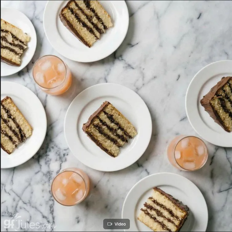 best gluten free cake recipe on plates at party with lemonade 
