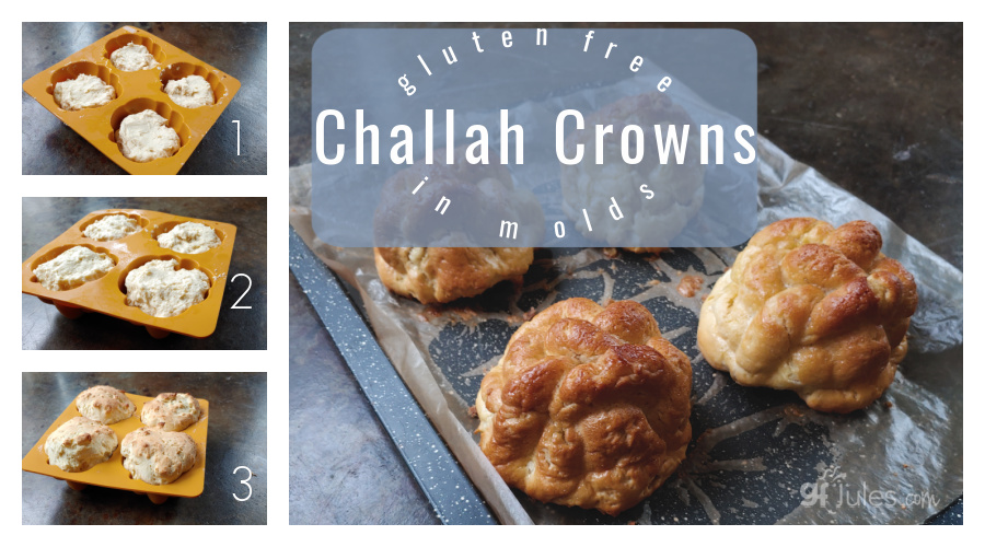 Baking gluten free challah crowns in molds