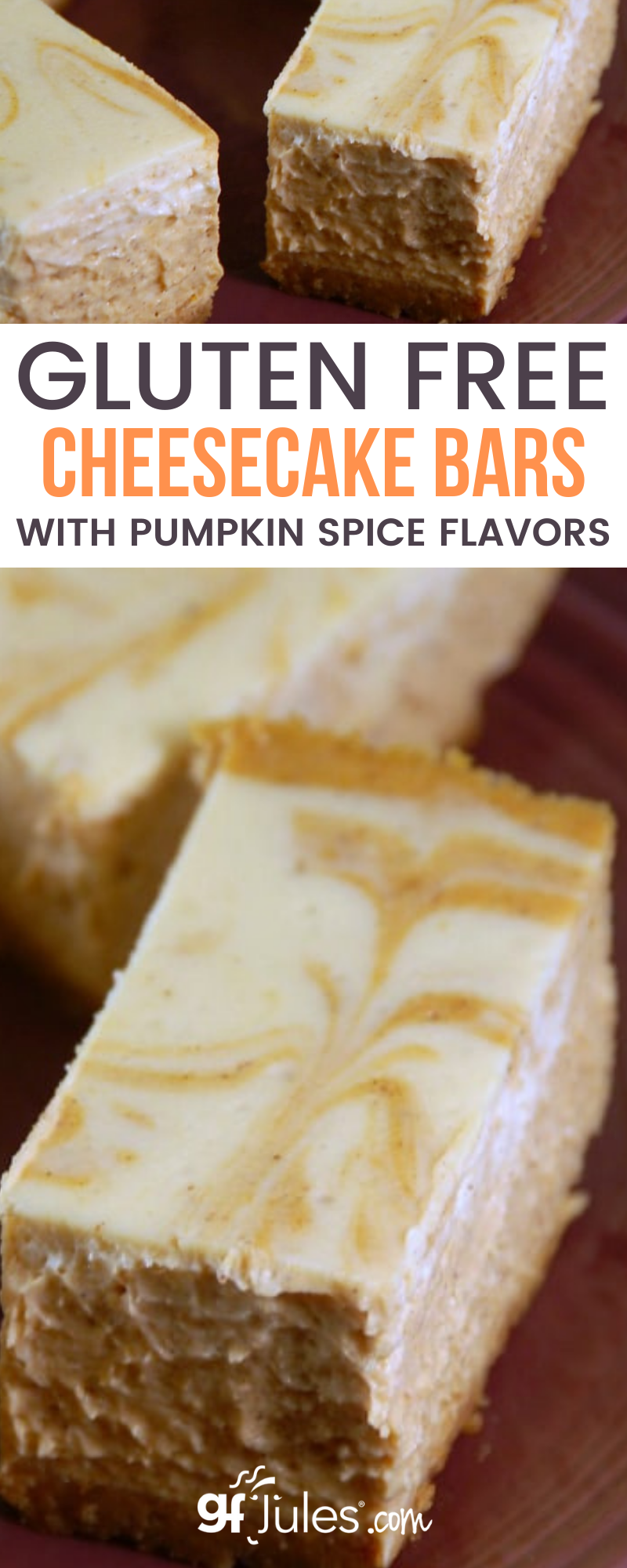 Gluten Free Cheesecake Bars with Pumpkin Spice Flavors