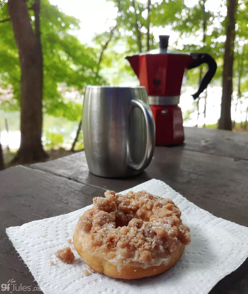 gluten free crumb donuts camping with coffee 2| gfJules