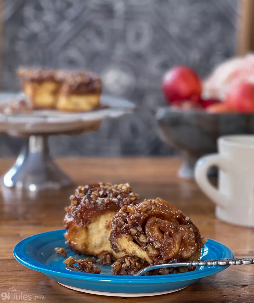 gluten free cinnamon sticky buns on plate | gfJules