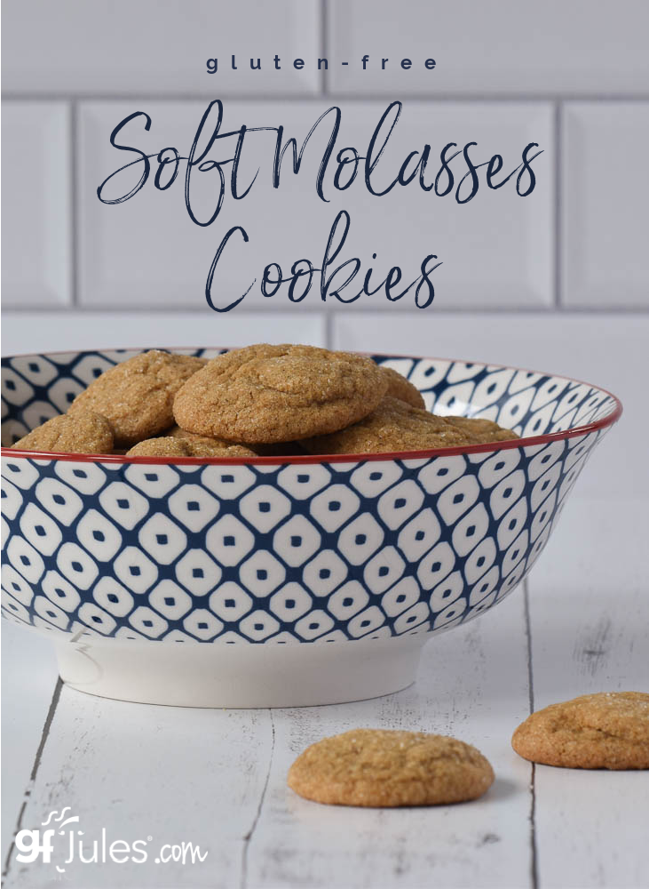 soft gluten free molasses cookies pin | gfJules