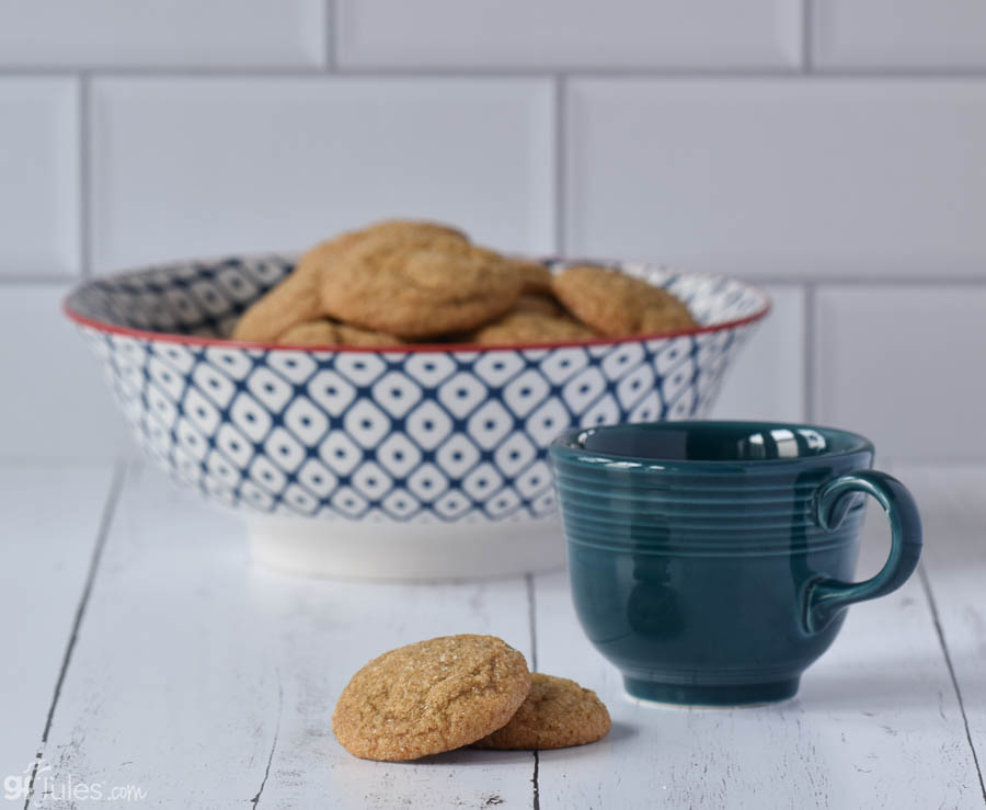 soft gluten free molasses cookies with teacup | gfJules