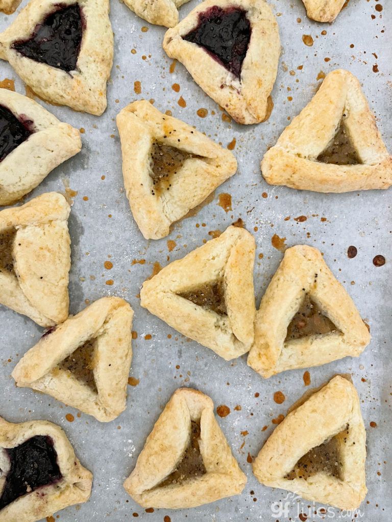 gluten free hamantaschen on tray