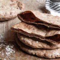 Grain-Free Pita Breads, cut. Made with gfJules Nada Flour