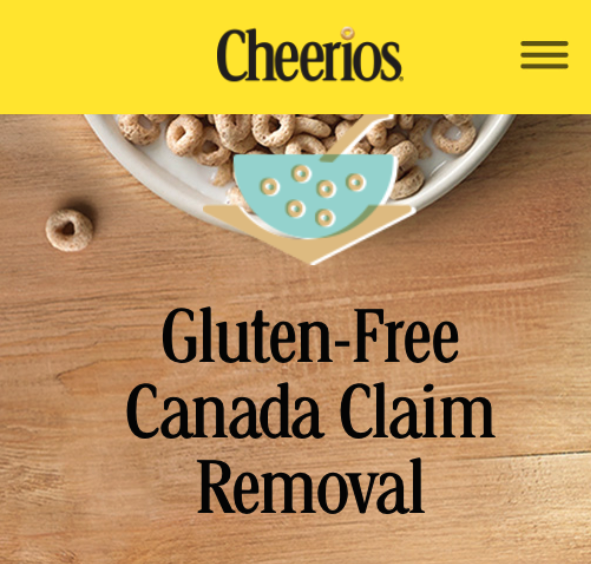 Cheerios not gluten free labeled in Canada