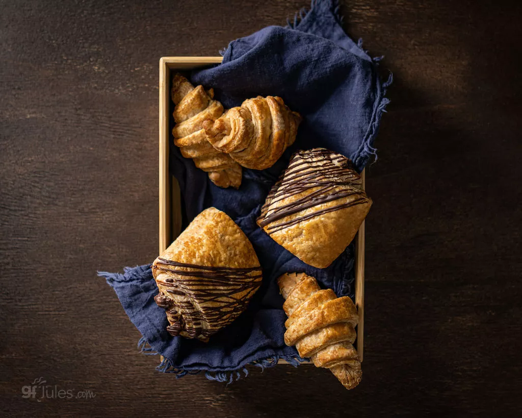gluten free croissants in blue