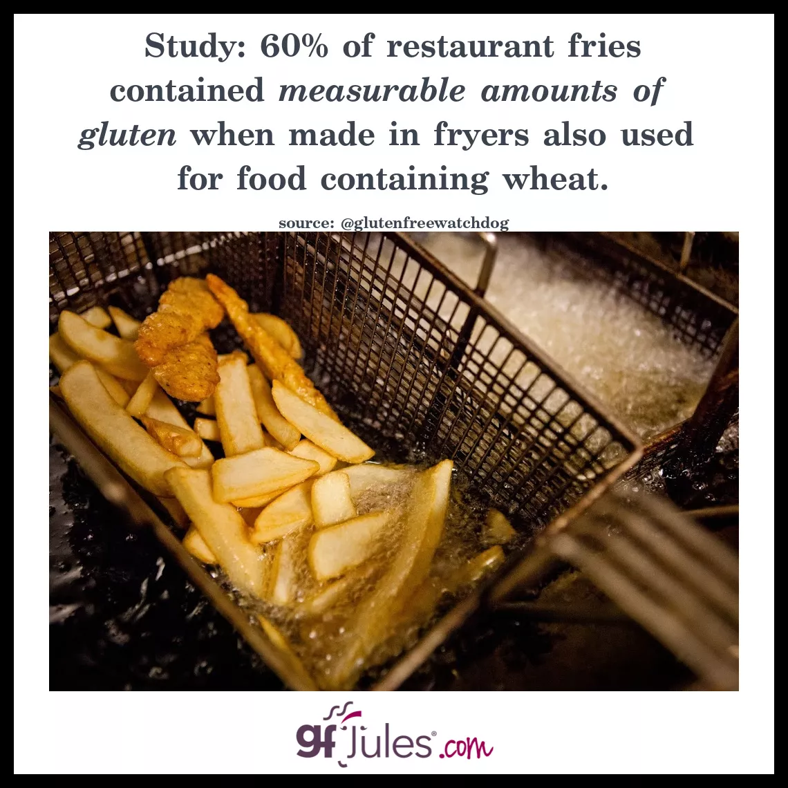 Fries made in fryers with wheat foods become contaminated with gluten | gfJules