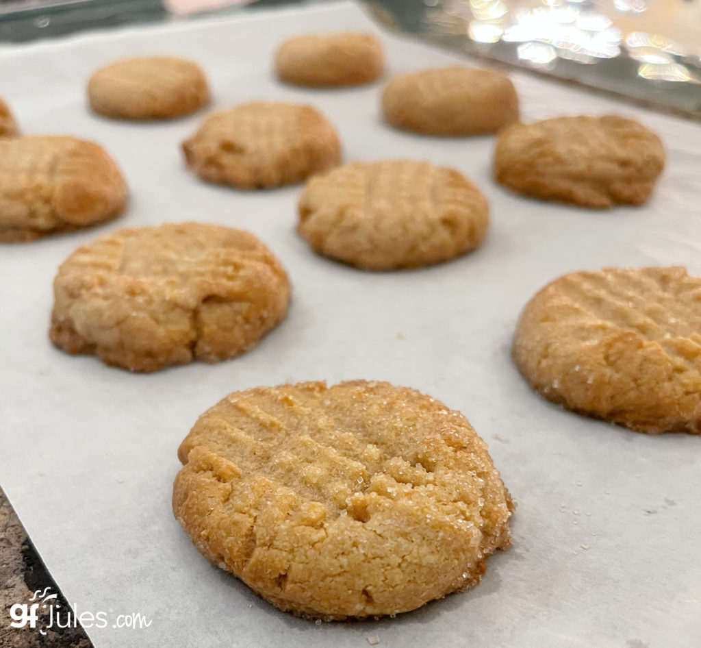 gluten free peanut butter cookies on parchment