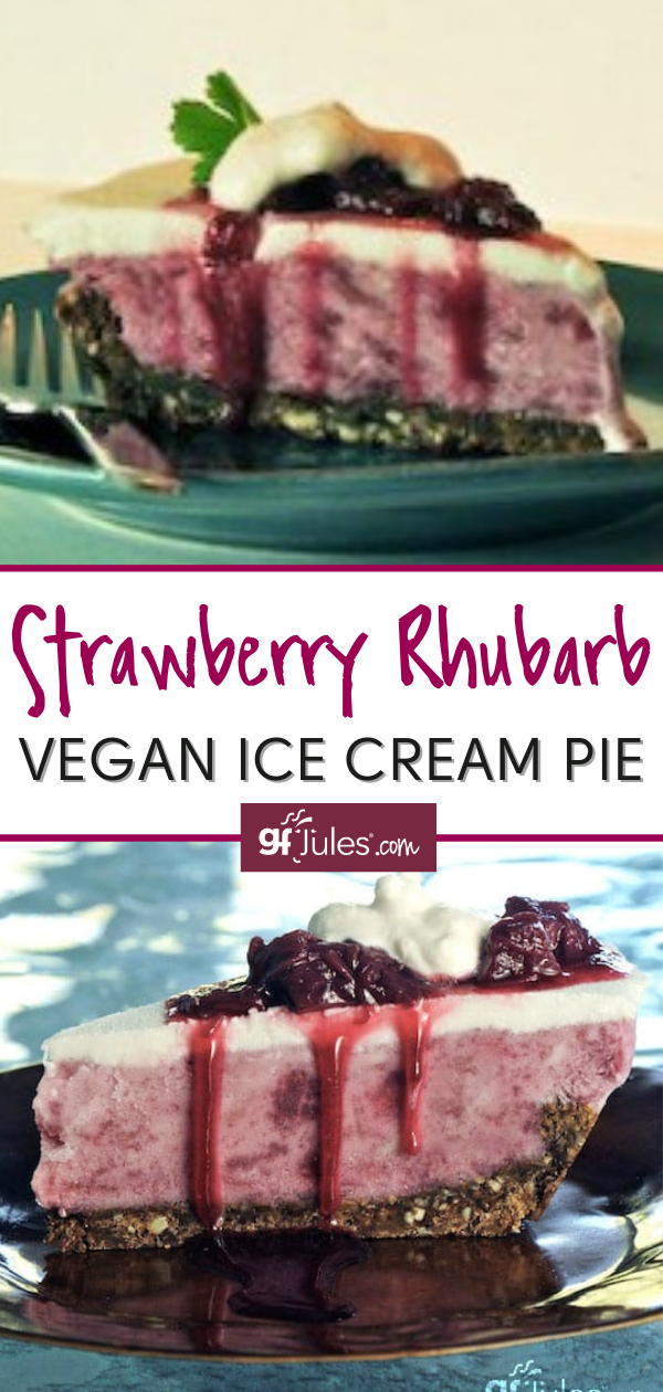 Strawberry Rhubarb Vegan Ice Cream Pie