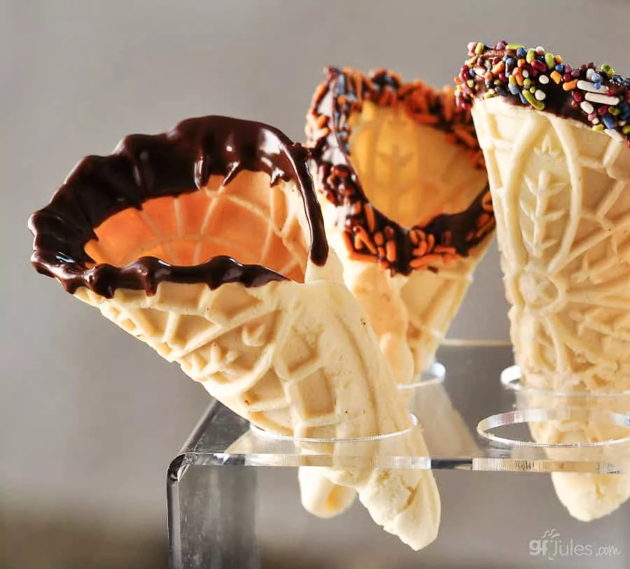 White Chocolate Mini Waffle Cones