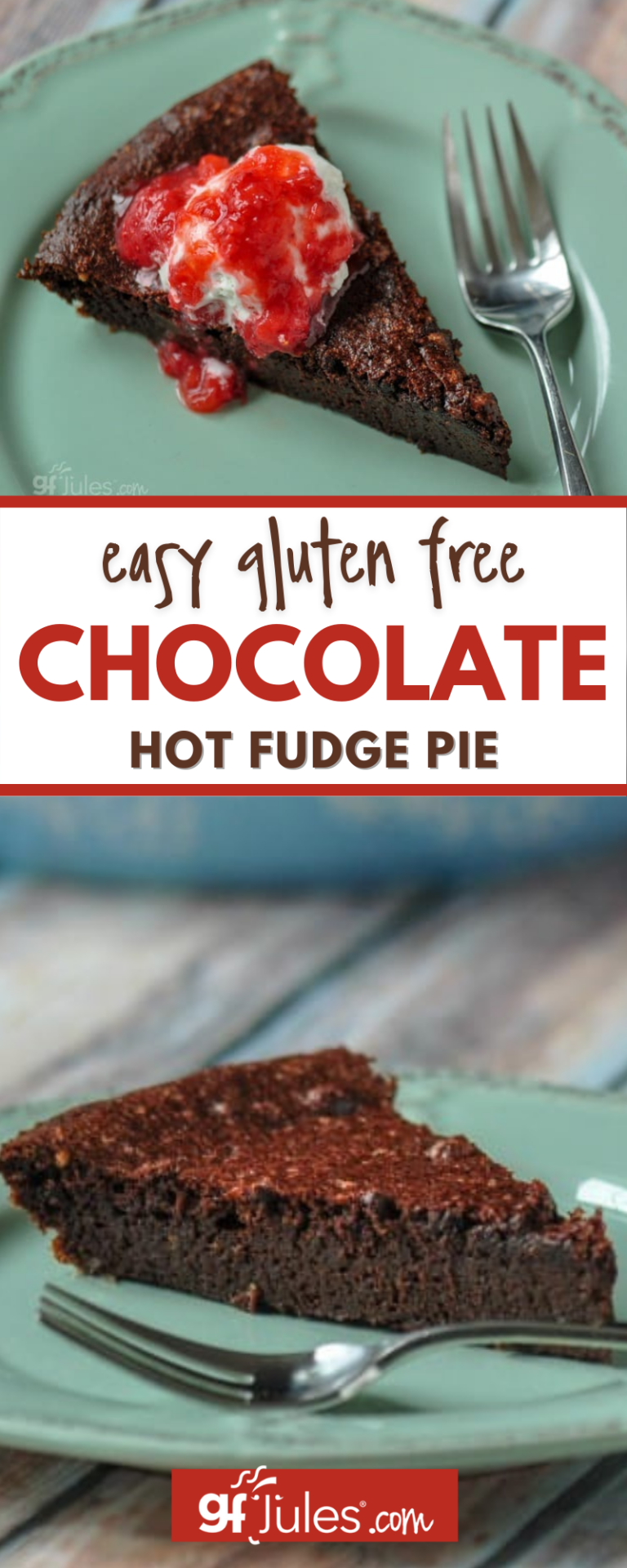 Easy Gluten Free Hot Fudge Pie Recipe holiday recipe gfJules