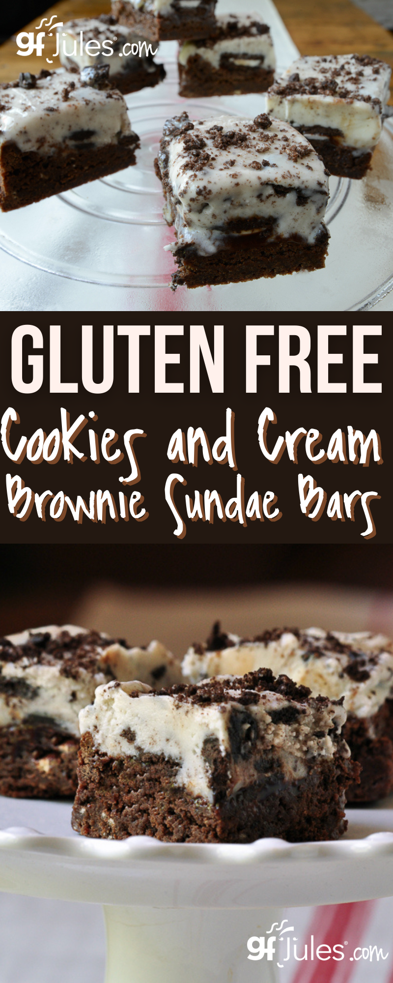 Gluten Free Cookies and Cream Brownie Sundae Bars