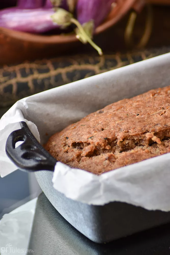 gluten free eggplant bread in pan V | gfJules