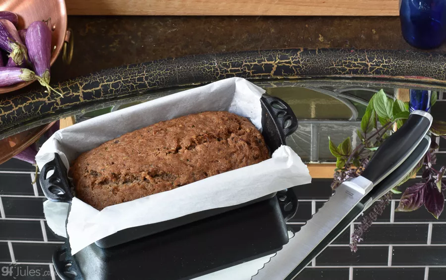 gluten free eggplant bread in pan | gfJules