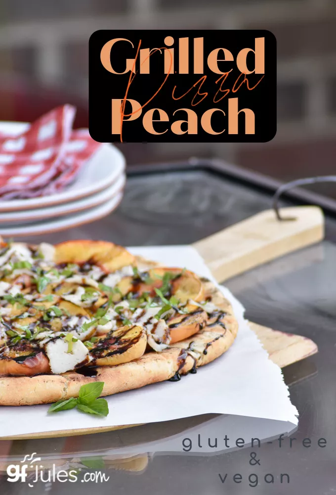 gluten free grilled peach pizza on peel |gfJules