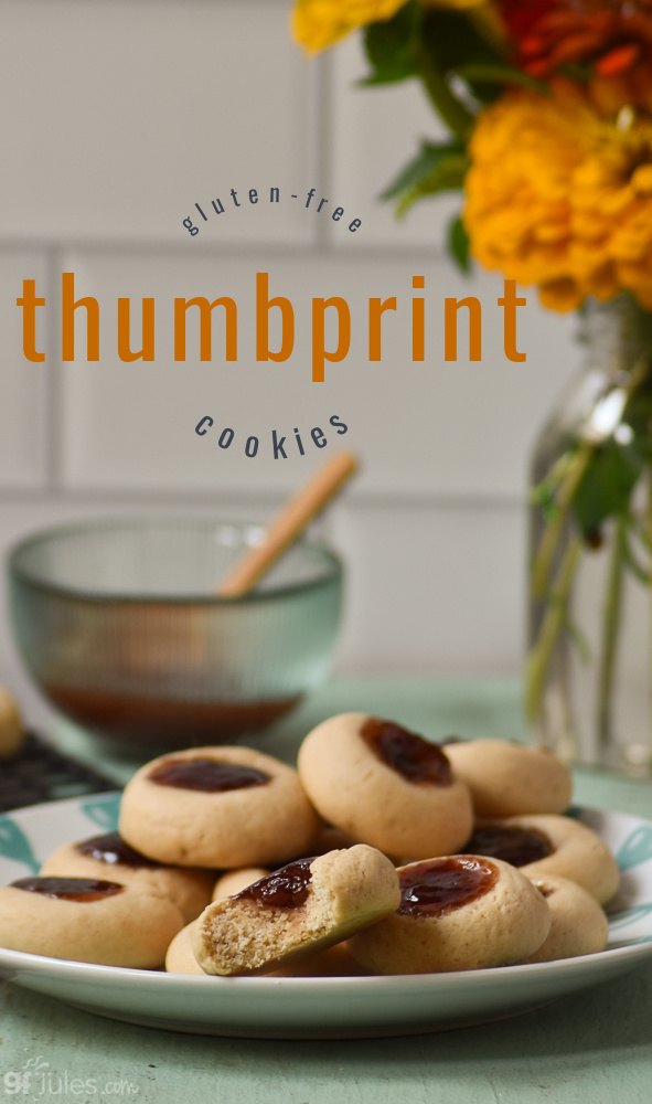 gluten free thumbprint cookies on plate | gfJules