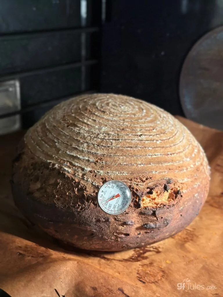 gluten free sourdough boule made from gfJules multigrain biscuit breakfast baking flour starter