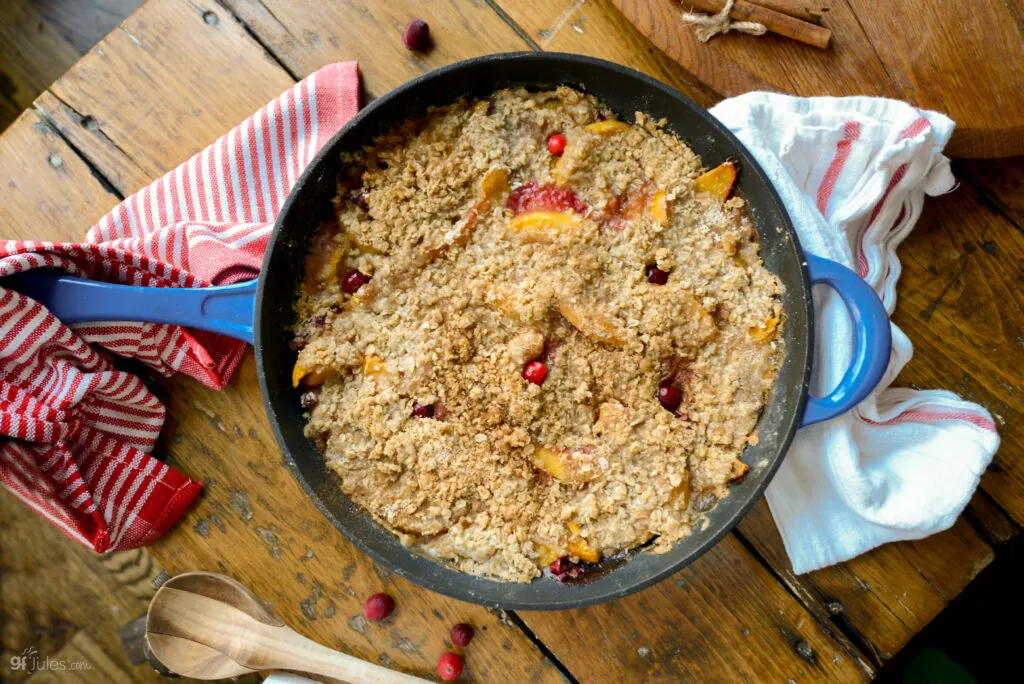 Gluten Free Peach Skillet Crisp with Towel-2