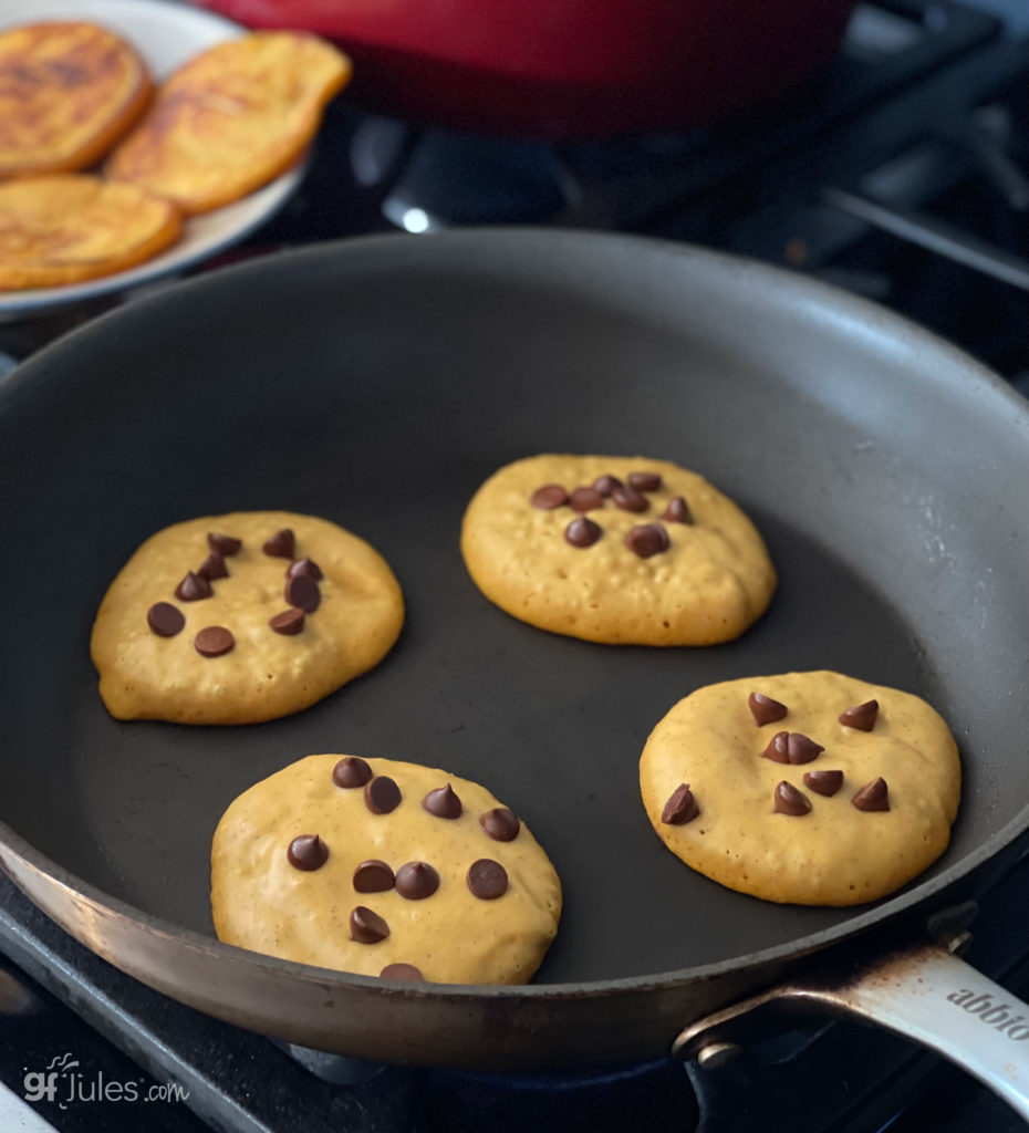 pumpkin pancakes in pan