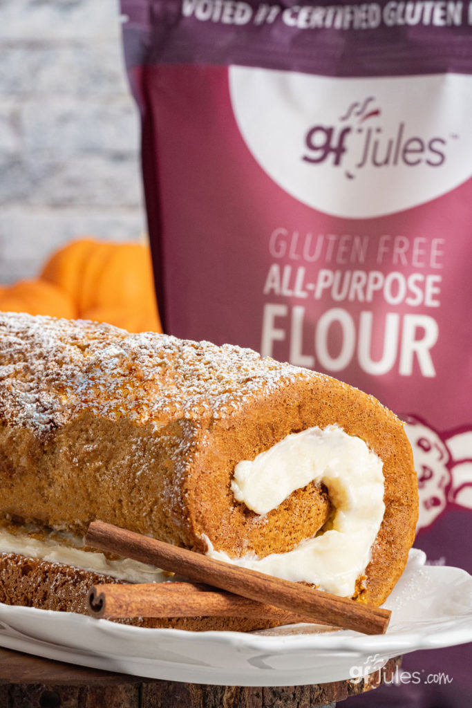 Gluten Free Pumpkin Roll made with gfJules Flour; Photograph by: R.Mora Photography.