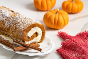 gluten free pumpkin roll on tray