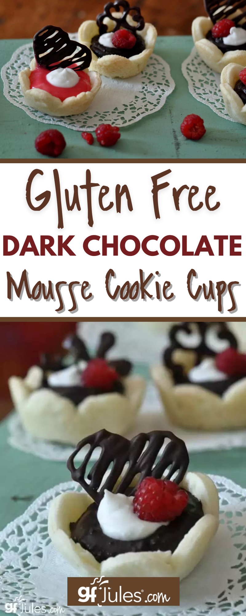 GF Dark Chocolate Mousse Cookie Cups PIN